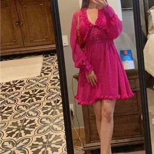 Alexis woman long sleep mini dresses size XS pink